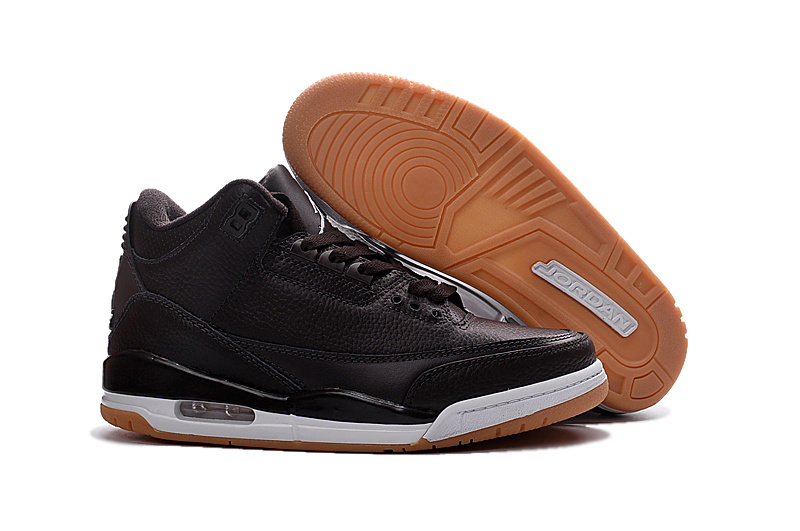 Nike Air Jordan 3 Black Brown White Shoes